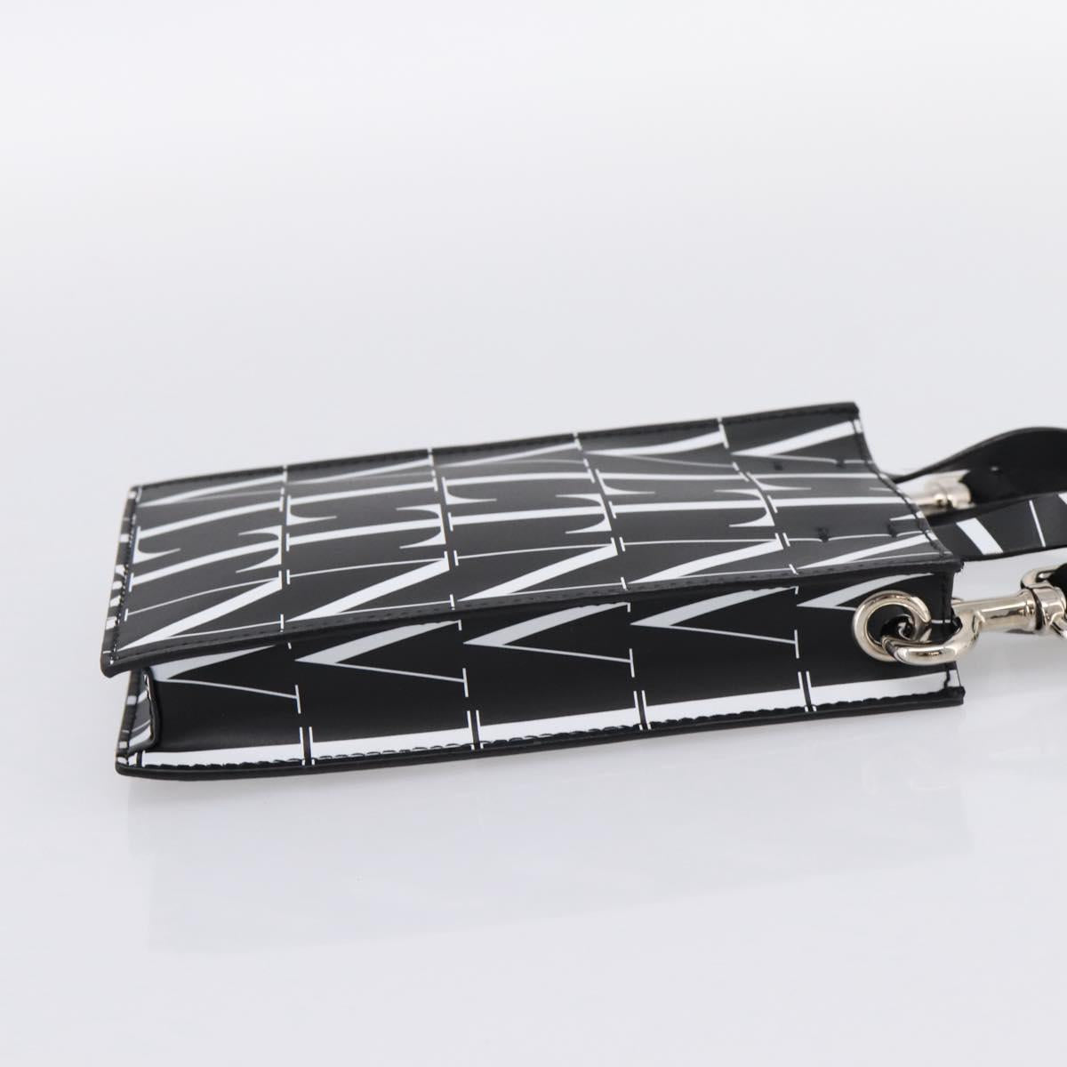 VALENTINO Smartphone Shoulder Bag Leather 2way Black Silver Auth bs36903V