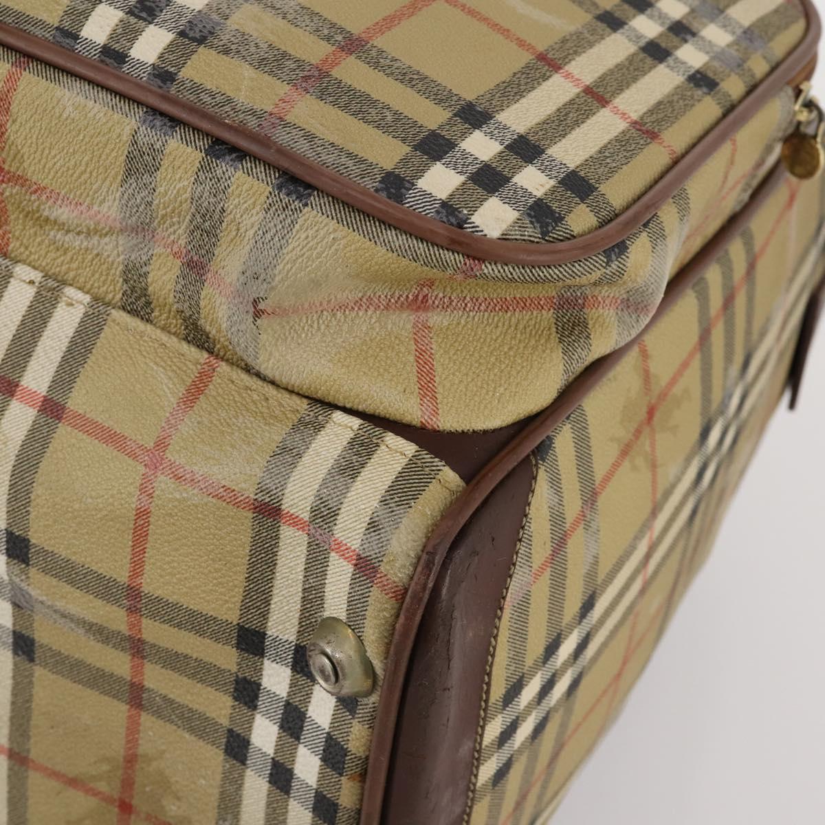 Burberrys Nova Check Boston Bag PVC Beige Gold Auth bs36905