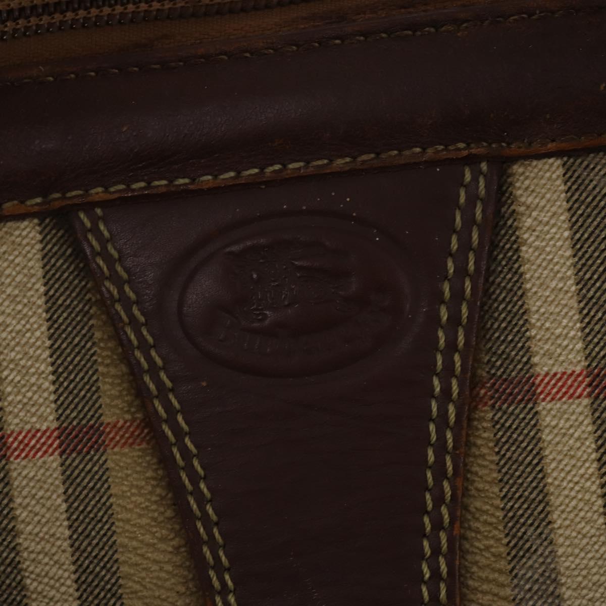 Burberrys Nova Check Boston Bag PVC Beige Gold Auth bs36905
