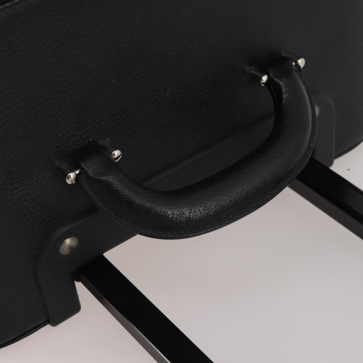 BALLY Carry Case Leather Black Silver Auth bs36906