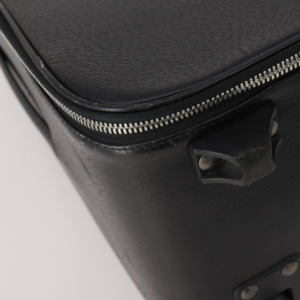 BALLY Carry Case Leather Black Silver Auth bs36906