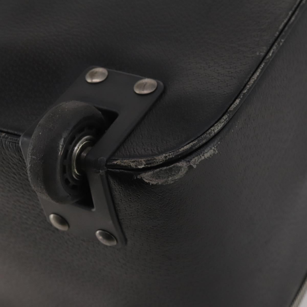 BALLY Carry Case Leather Black Silver Auth bs36906