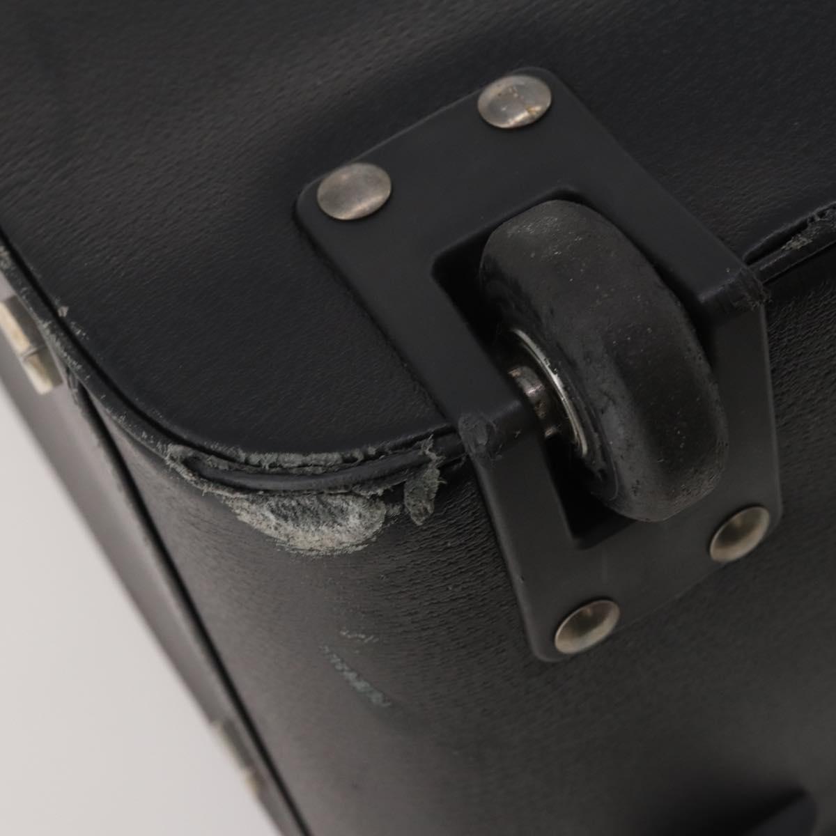 BALLY Carry Case Leather Black Silver Auth bs36906
