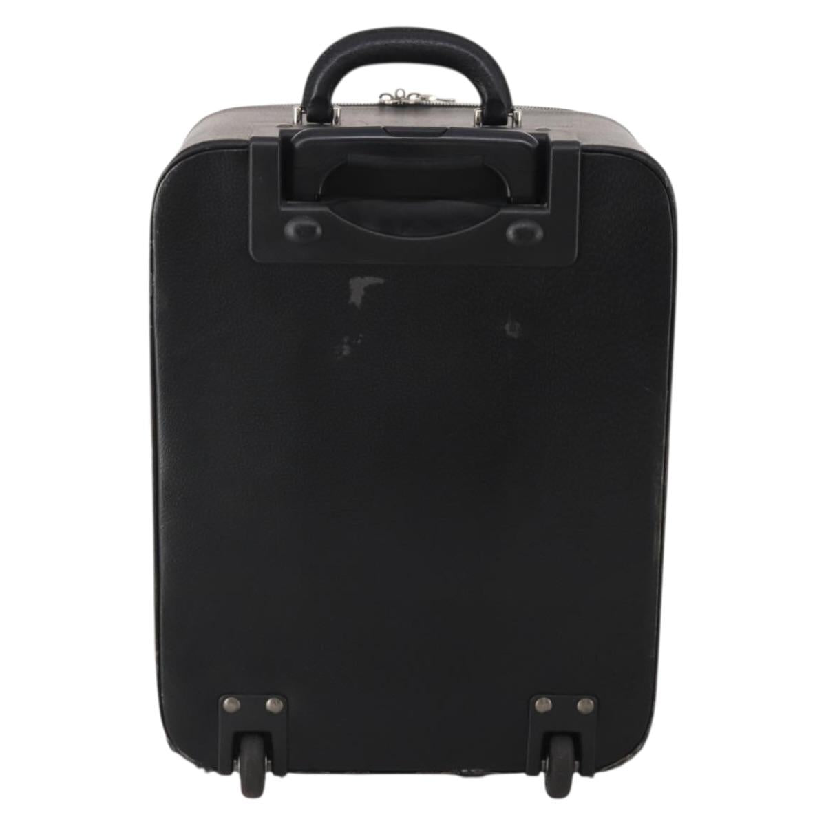 BALLY Carry Case Leather Black Silver Auth bs36906