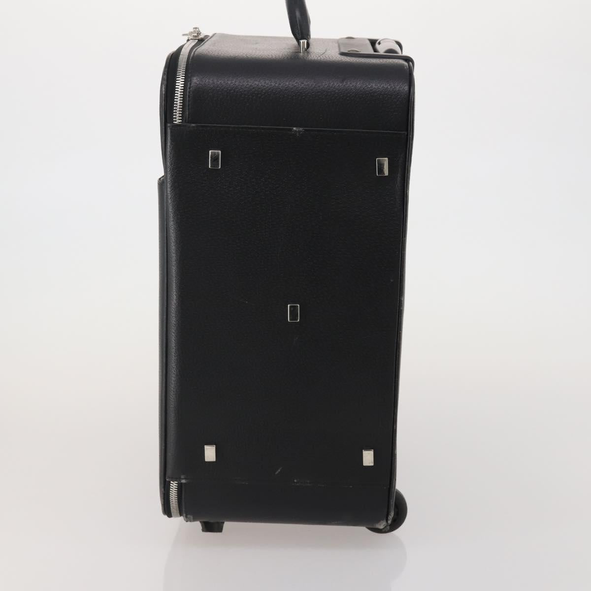 BALLY Carry Case Leather Black Silver Auth bs36906