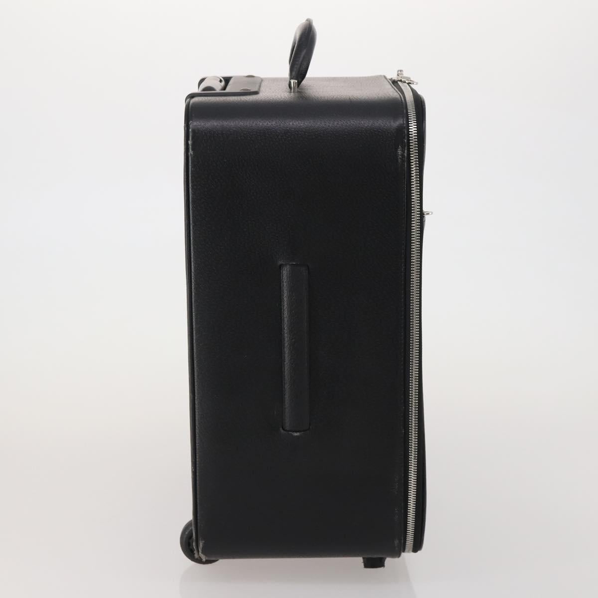 BALLY Carry Case Leather Black Silver Auth bs36906