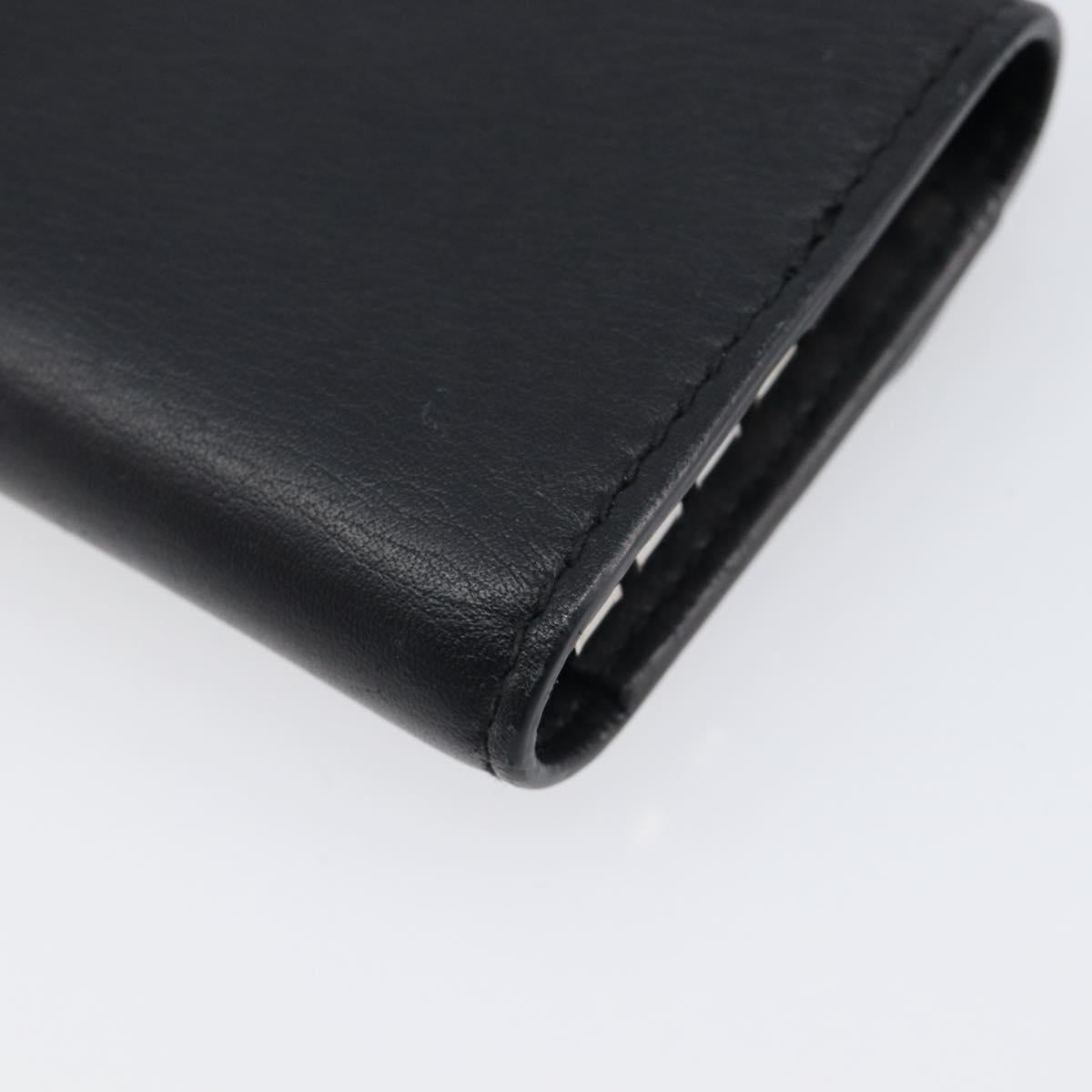 GUCCI Key Case Leather Black Silver Auth bs36907
