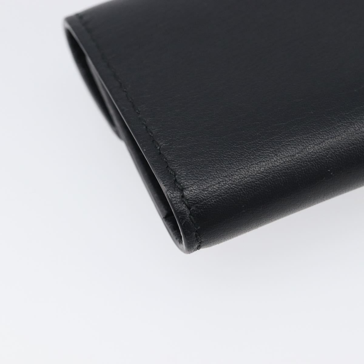 GUCCI Key Case Leather Black Silver Auth bs36907