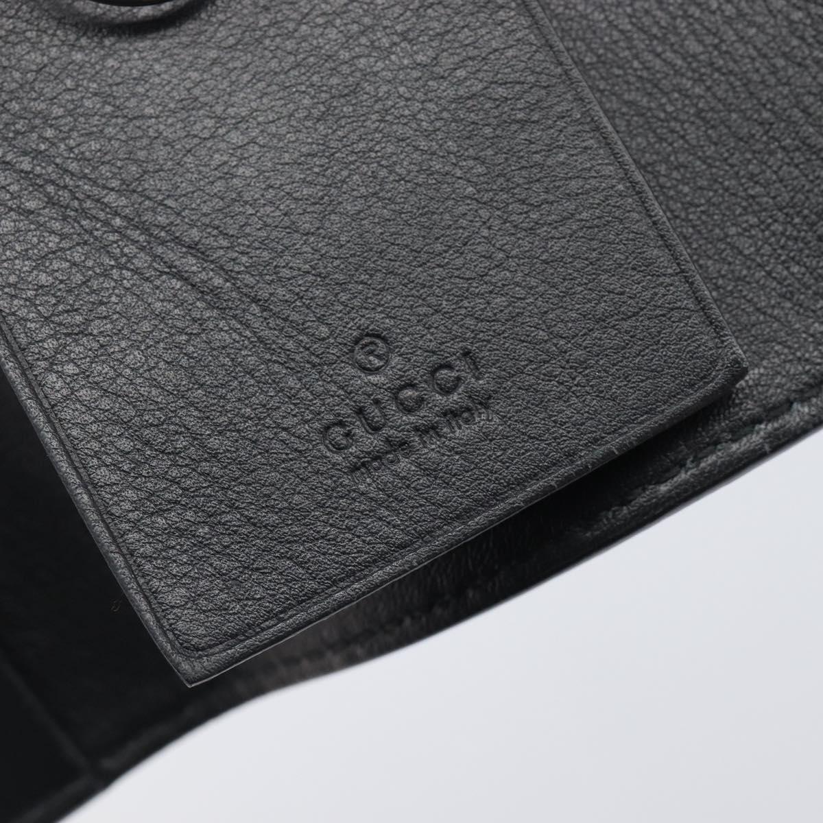GUCCI Key Case Leather Black Silver Auth bs36907