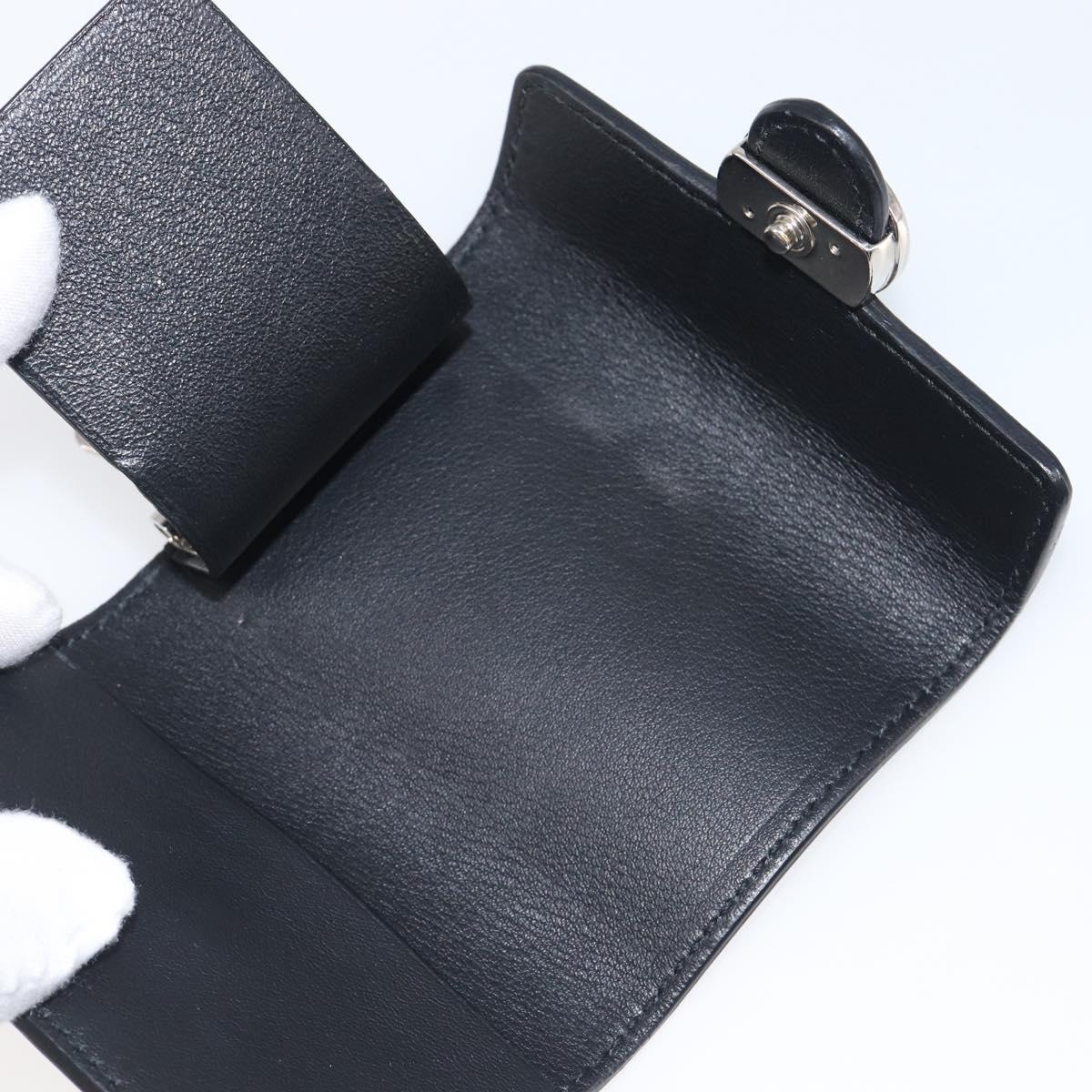 GUCCI Key Case Leather Black Silver Auth bs36907