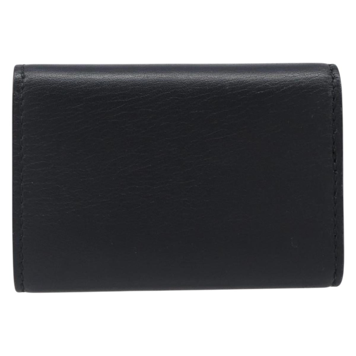 GUCCI Key Case Leather Black Silver Auth bs36907