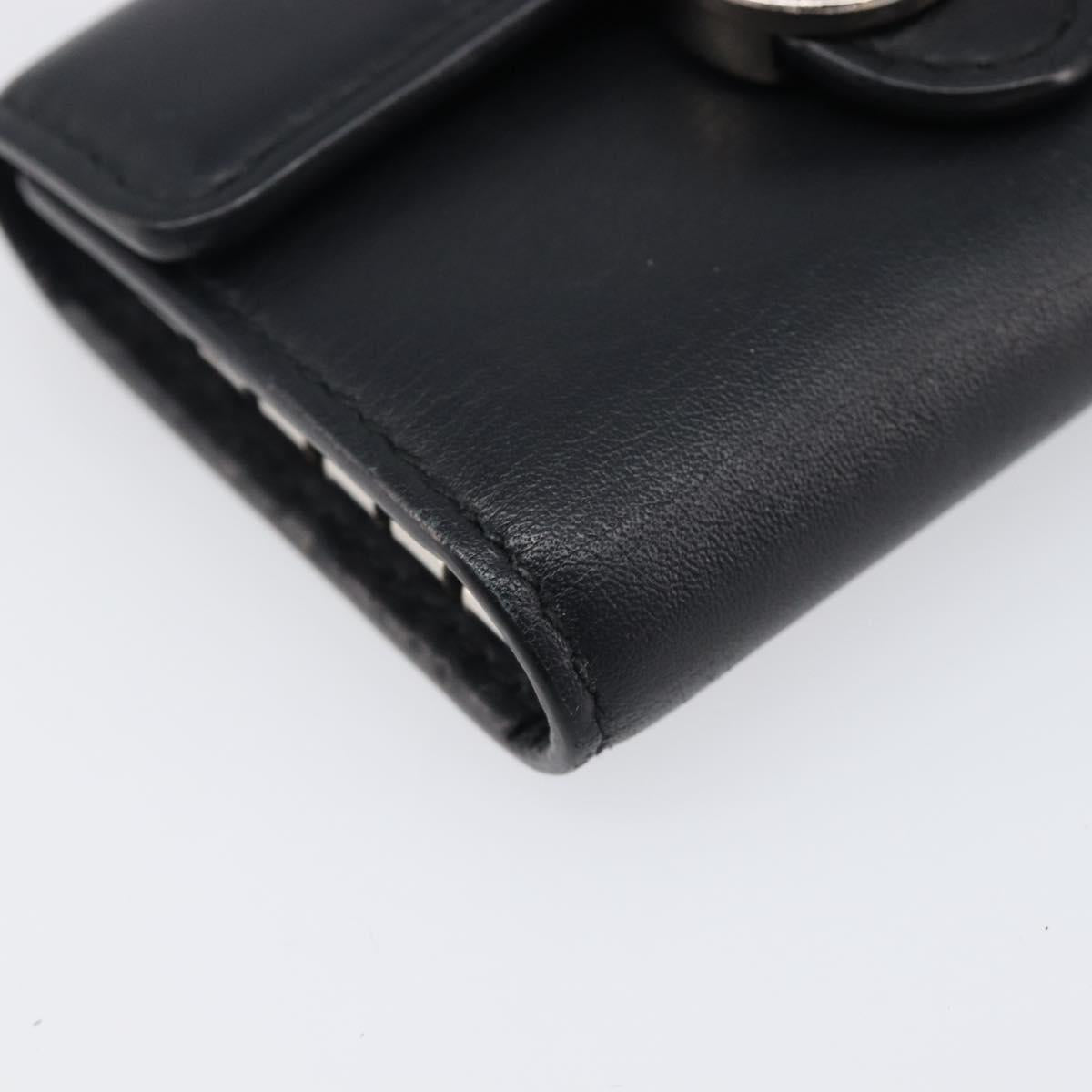 GUCCI Key Case Leather Black Silver Auth bs36907