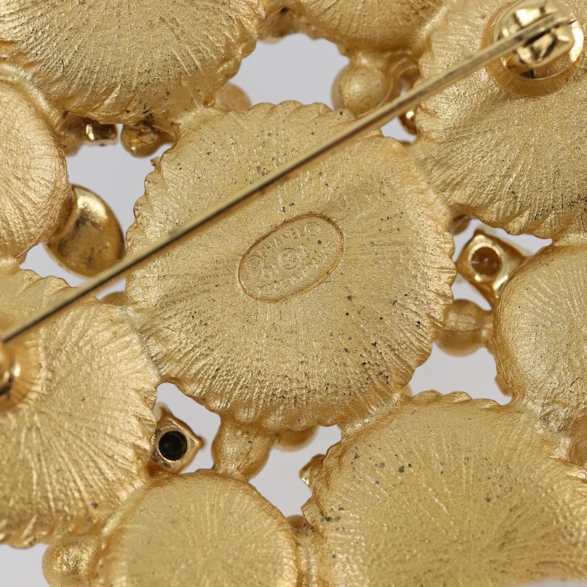 CHANEL Brooch Metal Gold CC Auth bs36908M