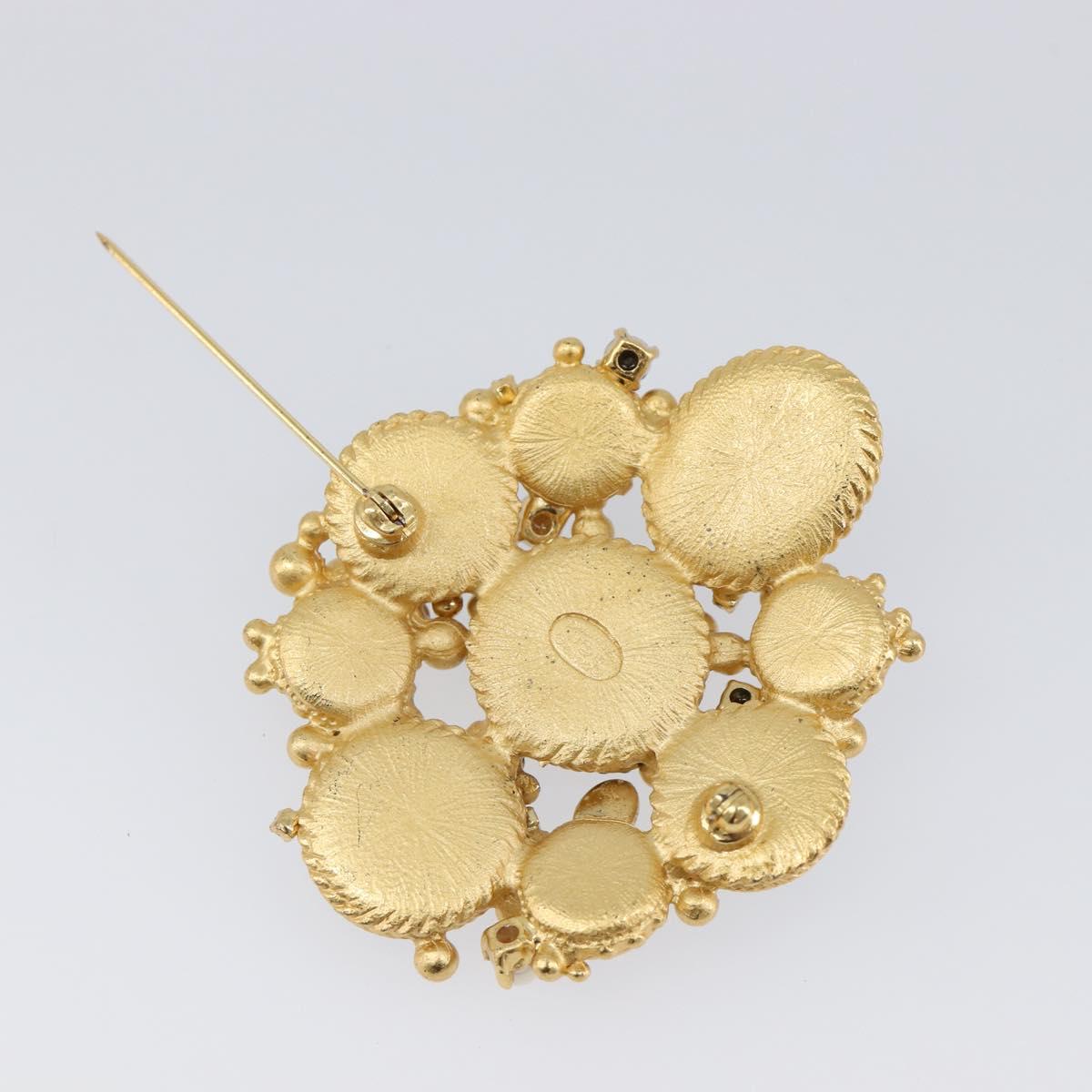 CHANEL Brooch Metal Gold CC Auth bs36908M