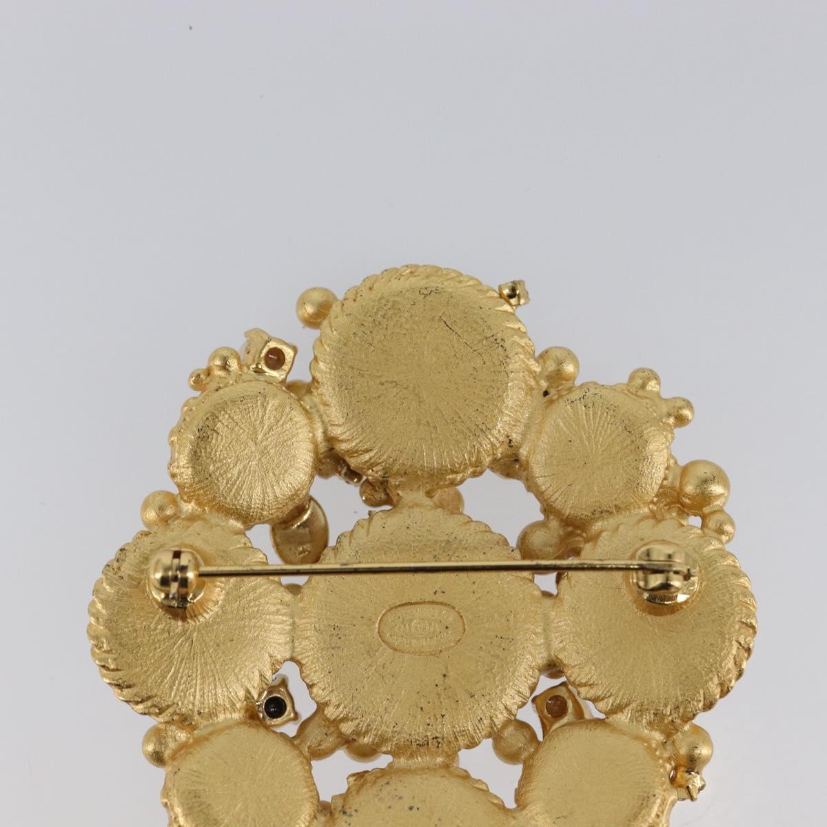 CHANEL Brooch Metal Gold CC Auth bs36908M