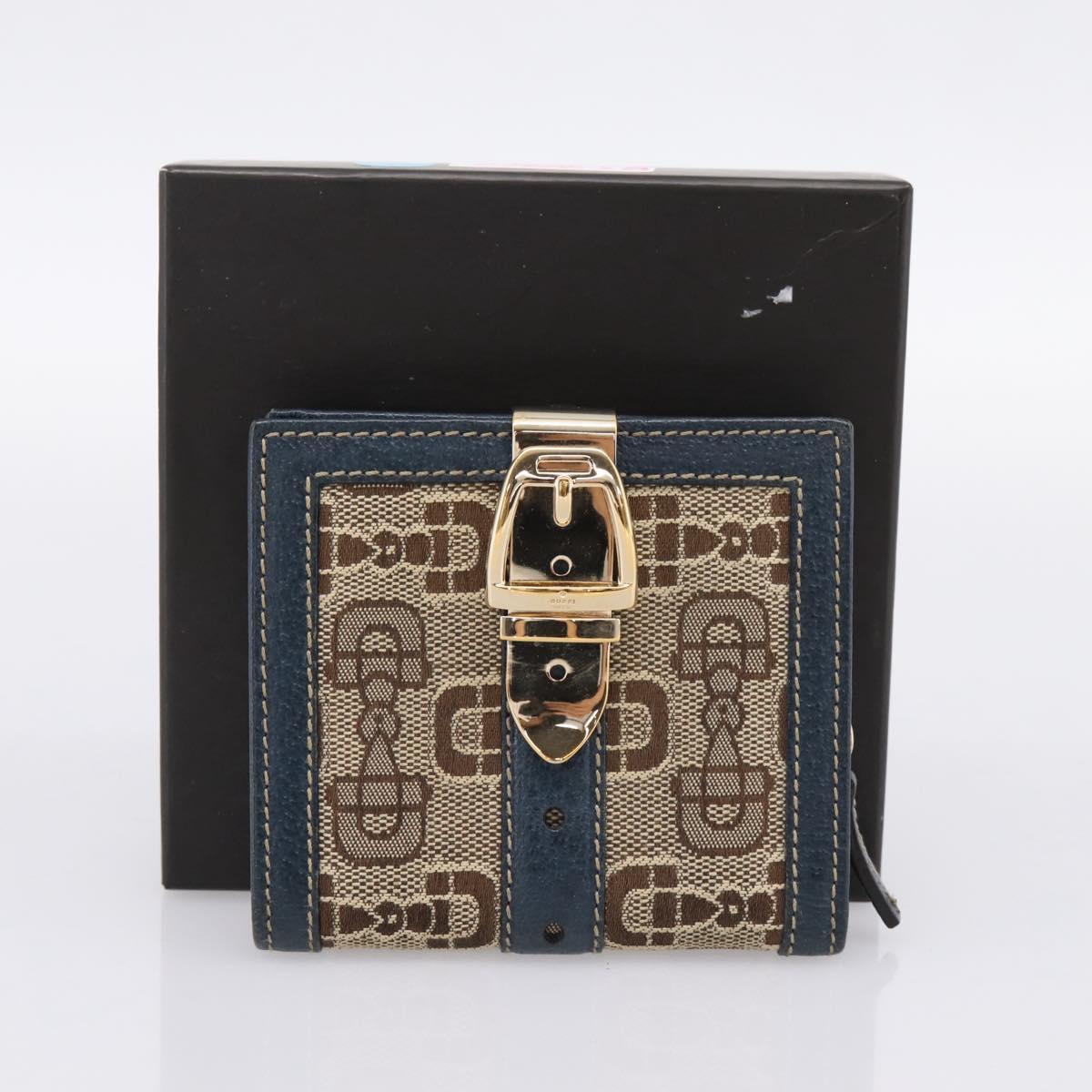 GUCCI Bifold Wallet Canvas Beige Gold Auth bs36910A