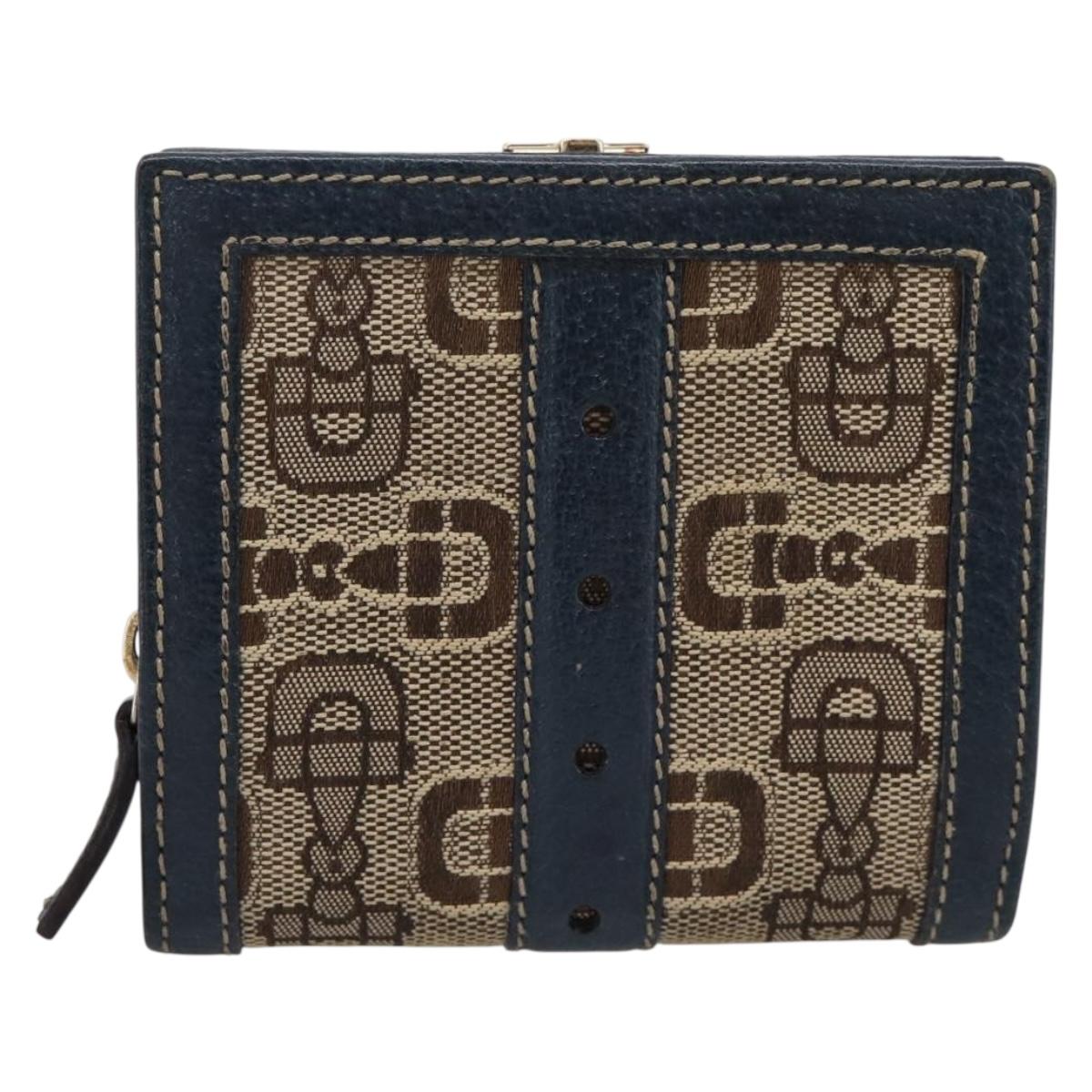 GUCCI Bifold Wallet Canvas Beige Gold Auth bs36910A