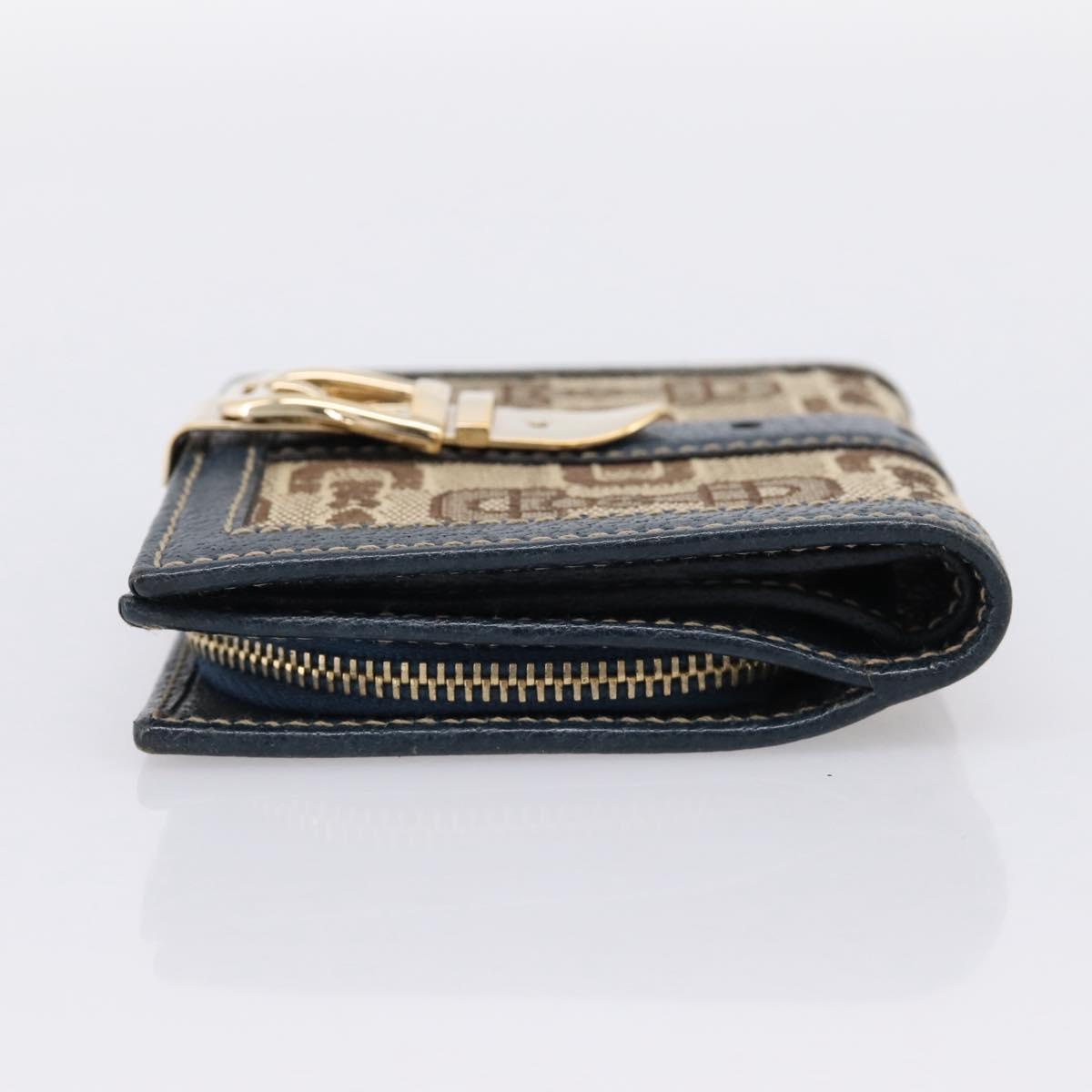 GUCCI Bifold Wallet Canvas Beige Gold Auth bs36910A