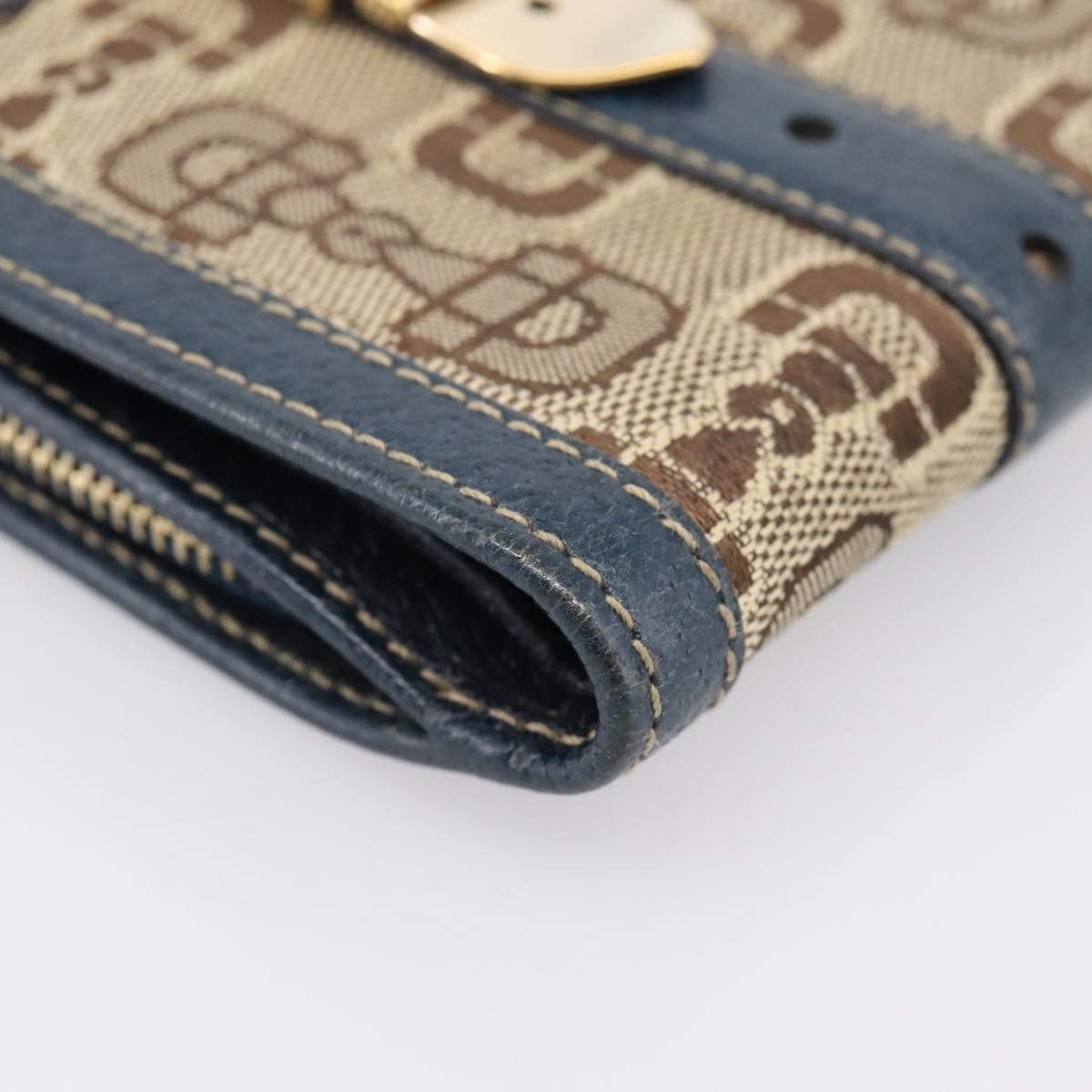 GUCCI Bifold Wallet Canvas Beige Gold Auth bs36910A