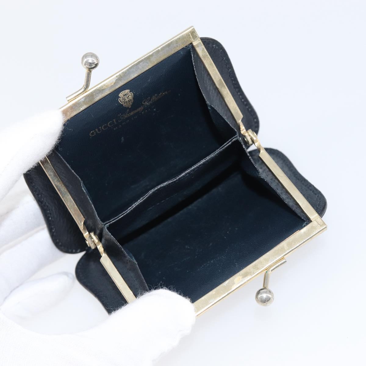 GUCCI GG Supreme Sherry Line Coin Purse PVC Gold Navy Auth bs36912