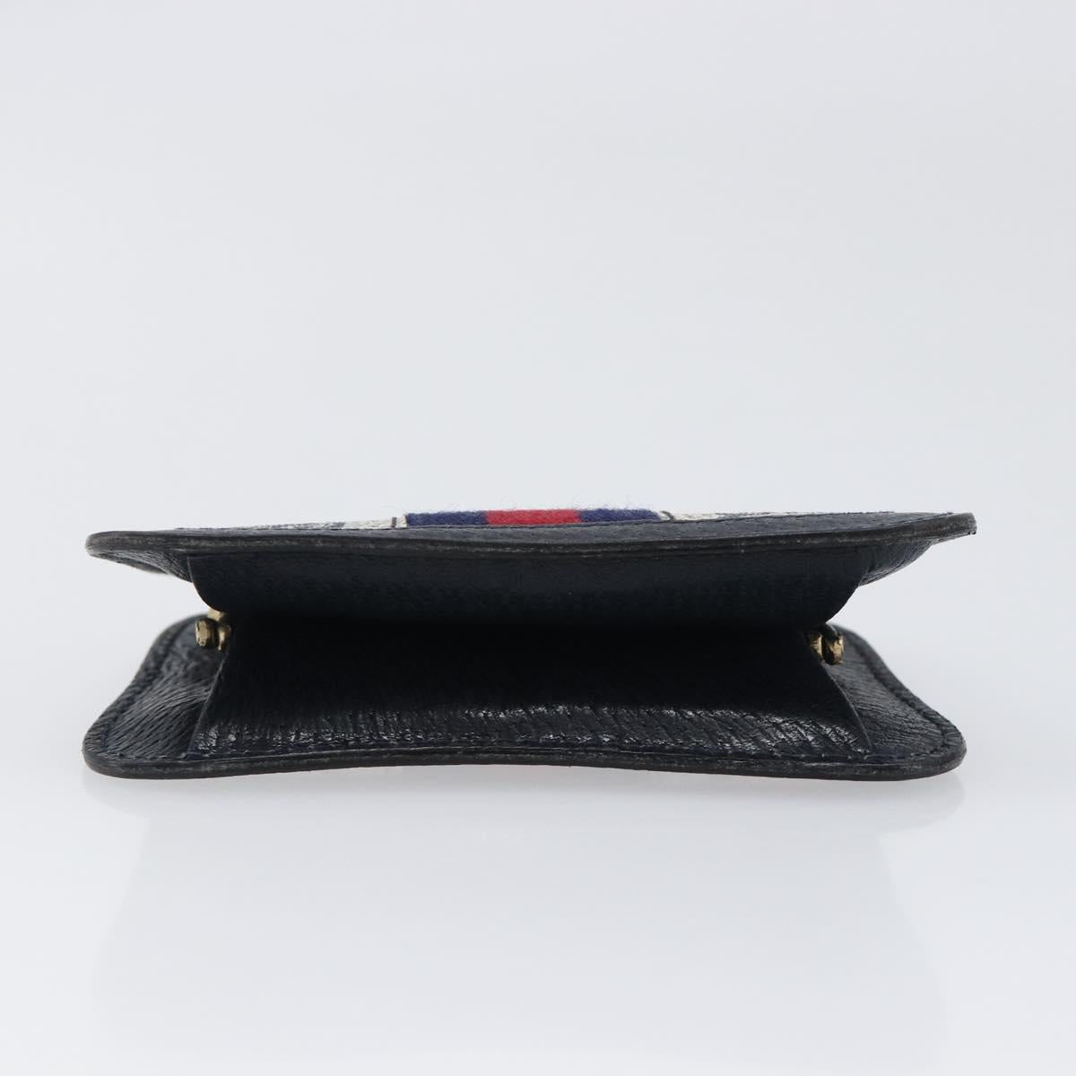 GUCCI GG Supreme Sherry Line Coin Purse PVC Gold Navy Auth bs36912