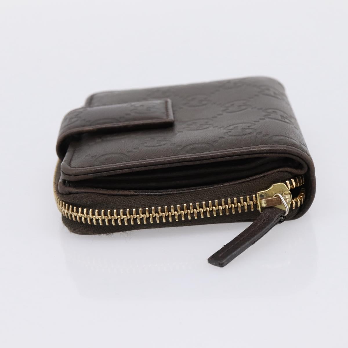 GUCCI GG Canvas Guccissima Wallet Leather Brown Gold 346056 4276 Auth bs36913