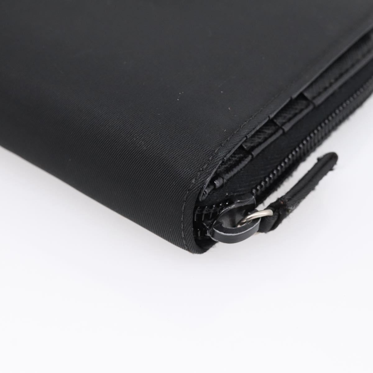 PRADA Bifold Wallet Nylon Black Silver Auth bs36914
