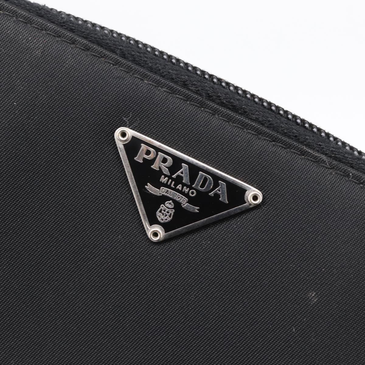PRADA Bifold Wallet Nylon Black Silver Auth bs36914