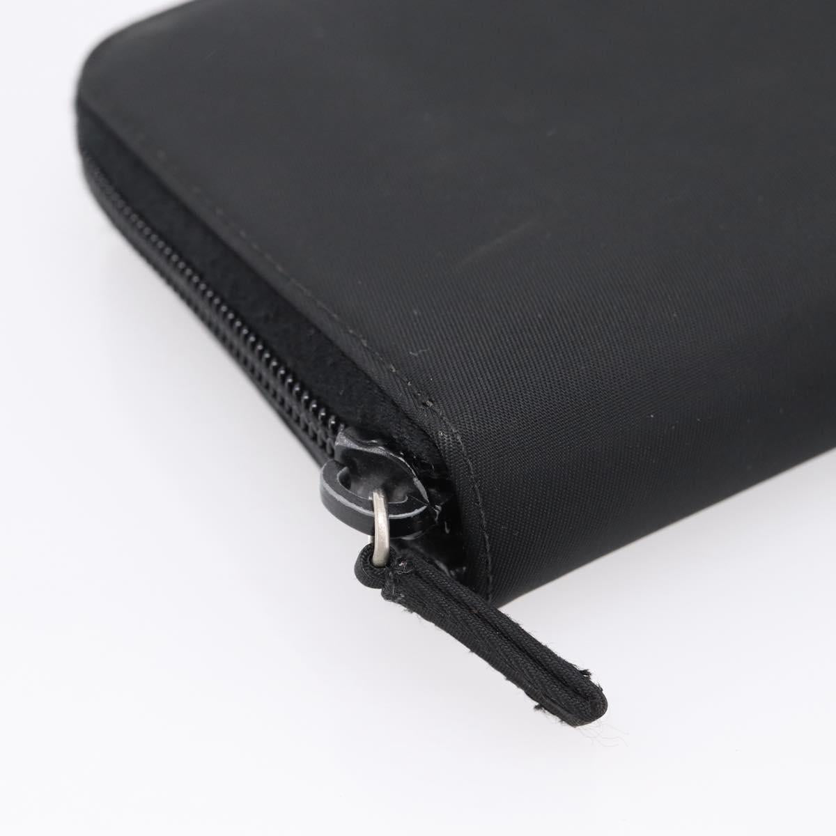 PRADA Bifold Wallet Nylon Black Silver Auth bs36914