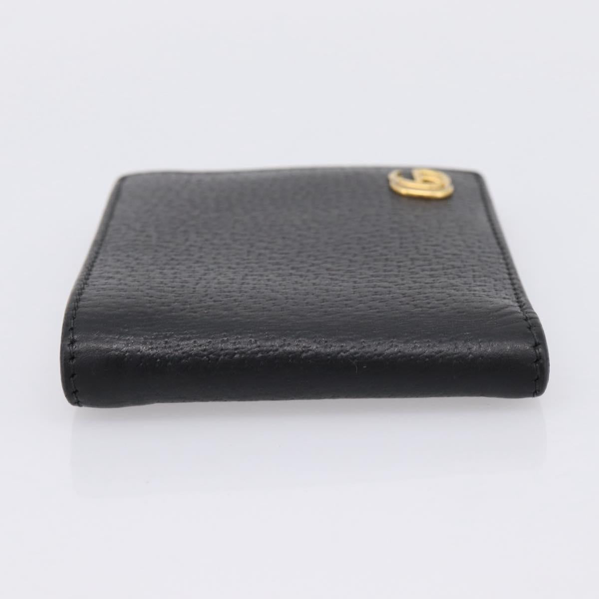 GUCCI GG Marmont Bifold Wallet Leather Black Gold 428725 Auth bs36915