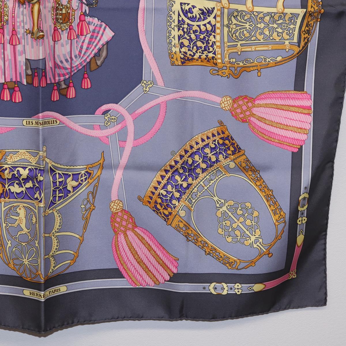 HERMES Carre 90 Scarf ""LES MU SEROLLES"" Silk Light Blue Auth bs36919