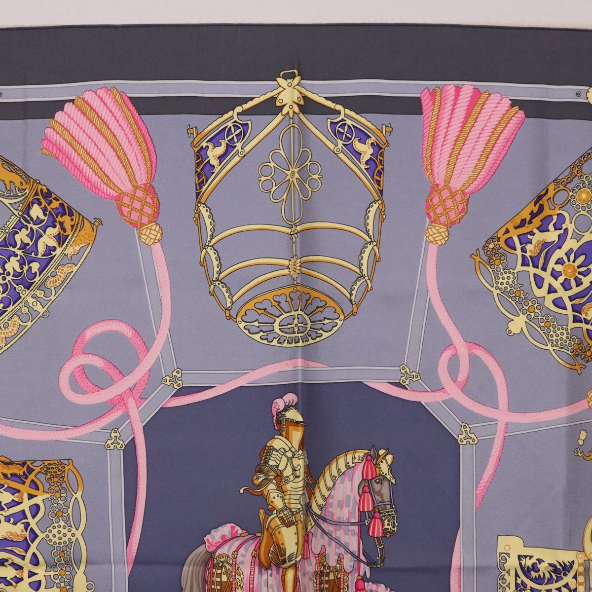 HERMES Carre 90 Scarf ""LES MU SEROLLES"" Silk Light Blue Auth bs36919