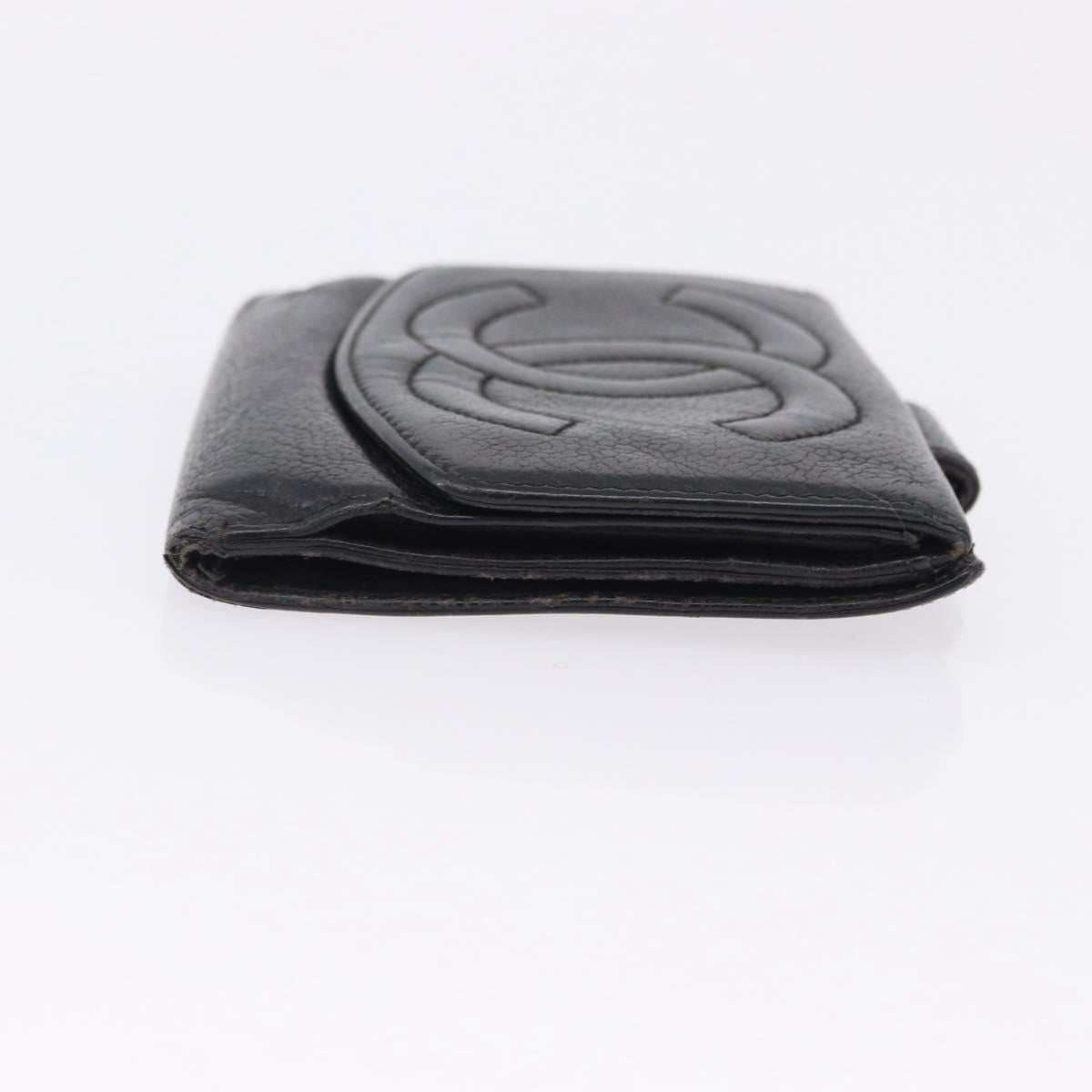 CHANEL Wallet Leather 3 Set Black CC Auth bs36923