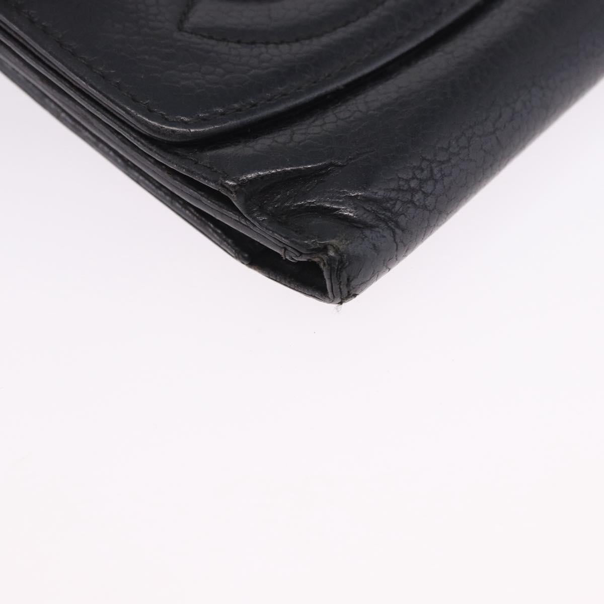 CHANEL Wallet Leather 3 Set Black CC Auth bs36923