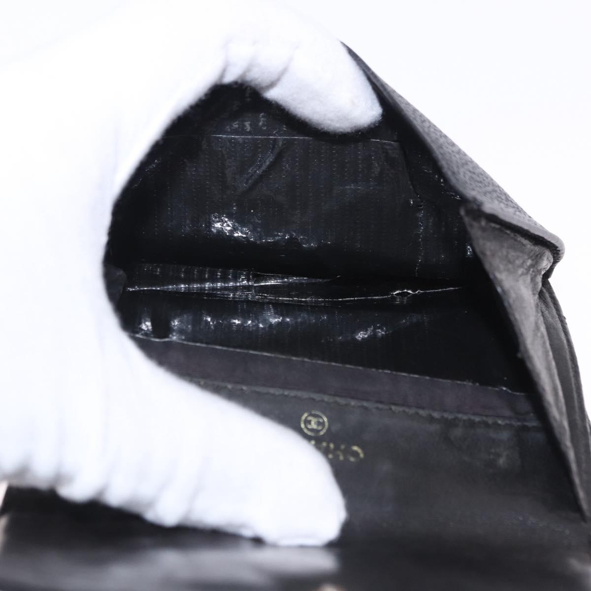CHANEL Wallet Leather 3 Set Black CC Auth bs36923