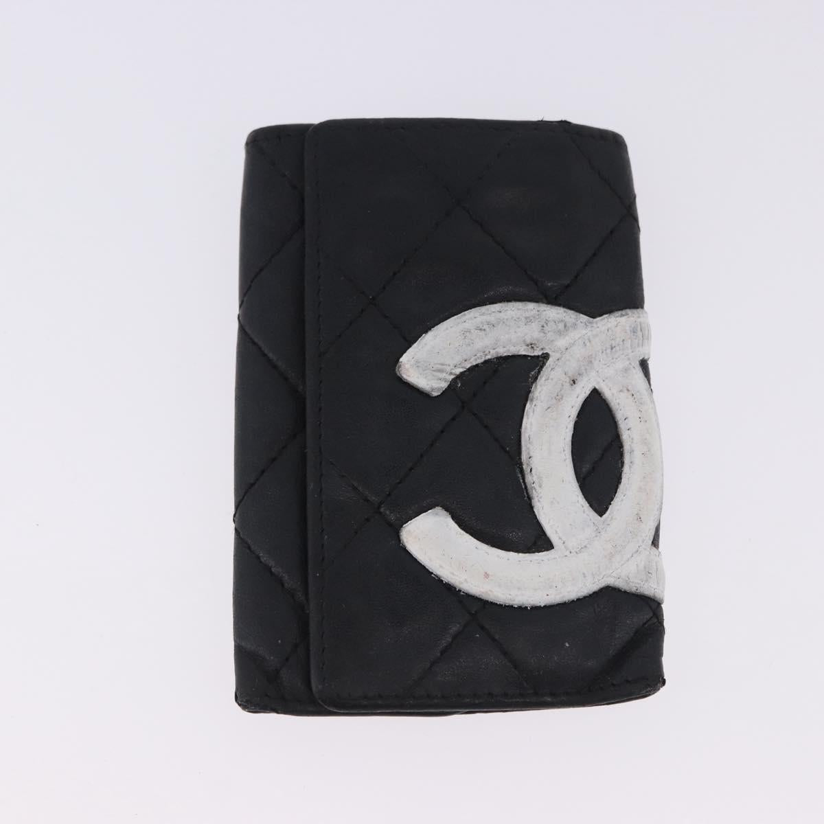CHANEL Wallet Leather 3 Set Black CC Auth bs36923