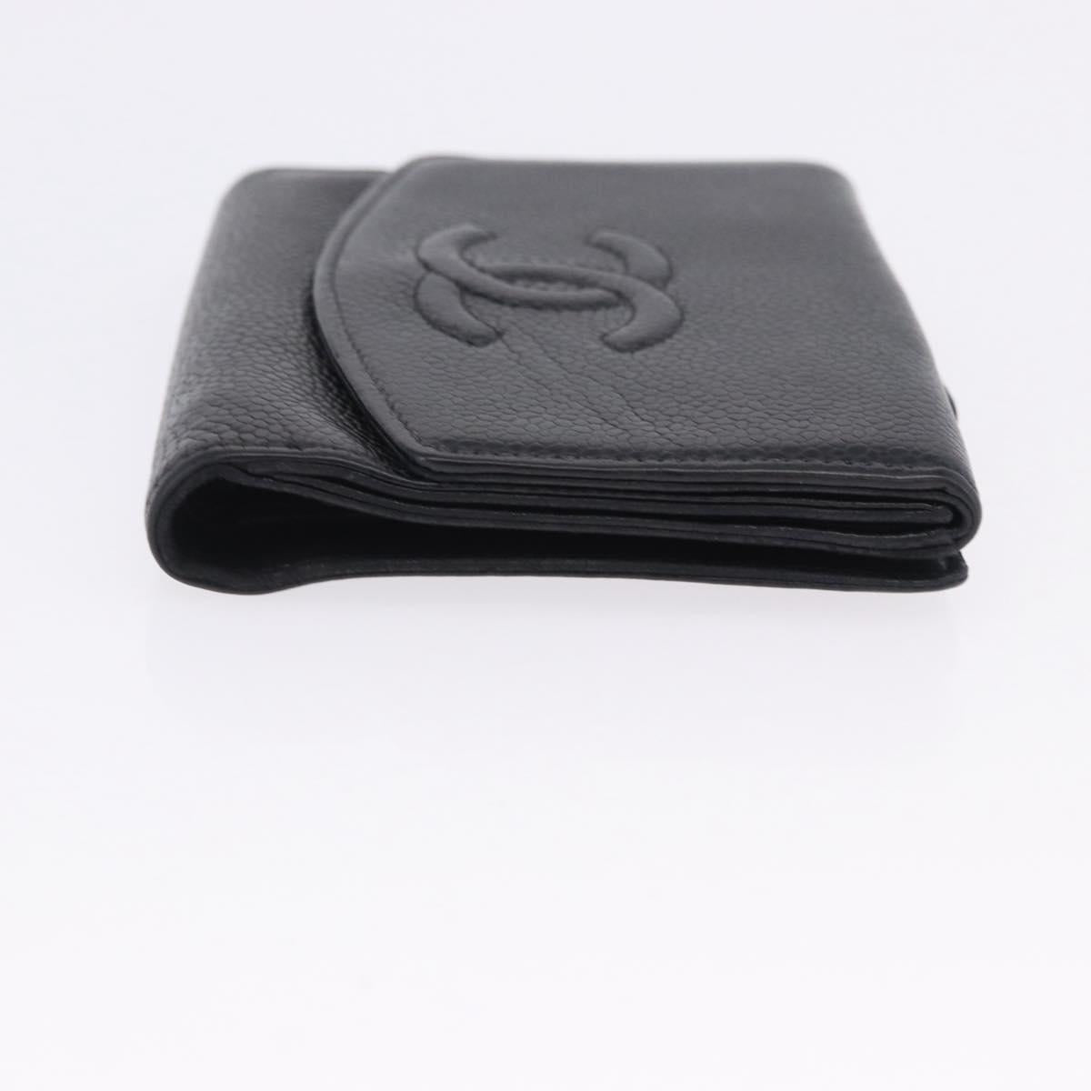 CHANEL Wallet Leather 3 Set Black CC Auth bs36923