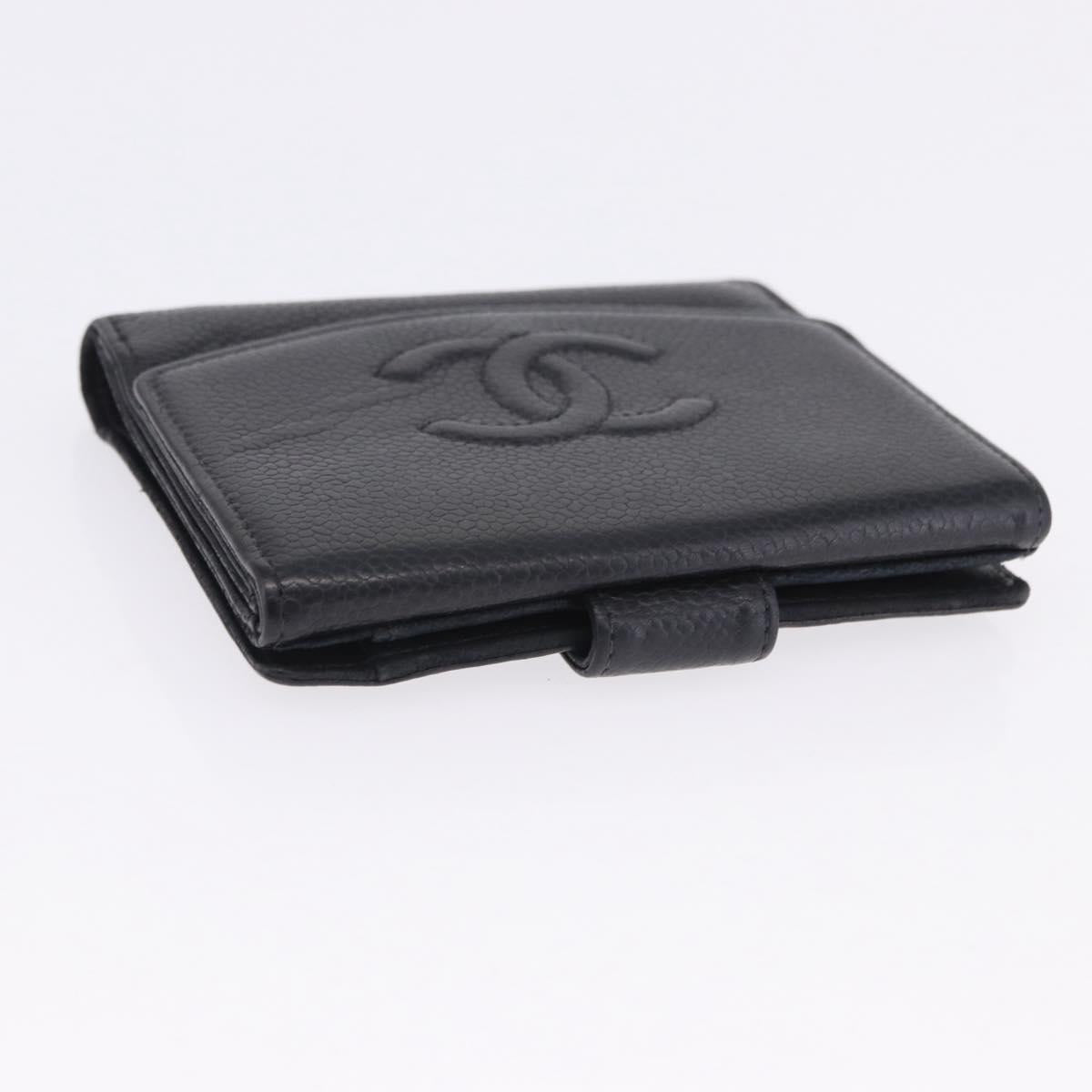 CHANEL Wallet Leather 3 Set Black CC Auth bs36923
