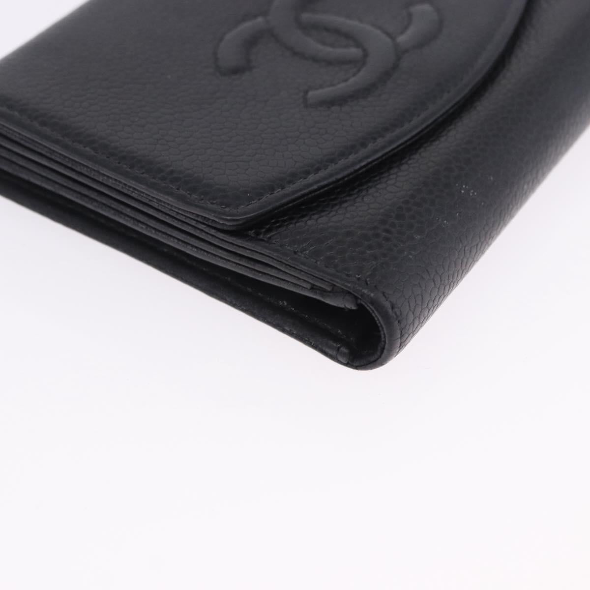 CHANEL Wallet Leather 3 Set Black CC Auth bs36923
