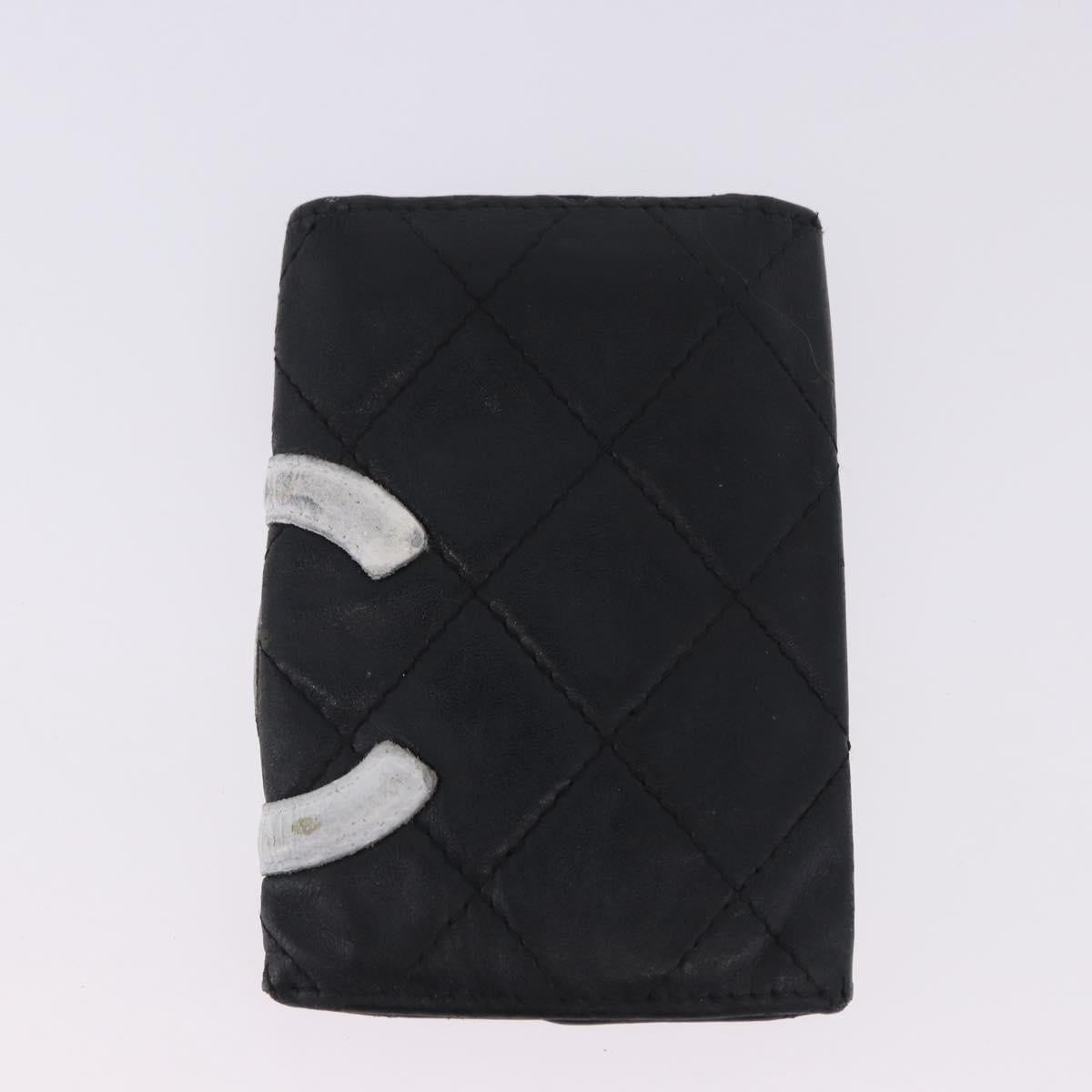 CHANEL Wallet Leather 3 Set Black CC Auth bs36923