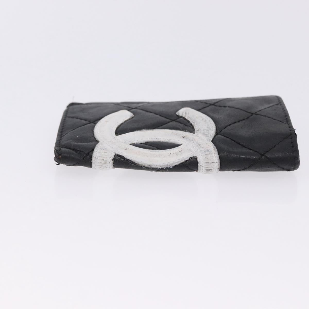 CHANEL Wallet Leather 3 Set Black CC Auth bs36923