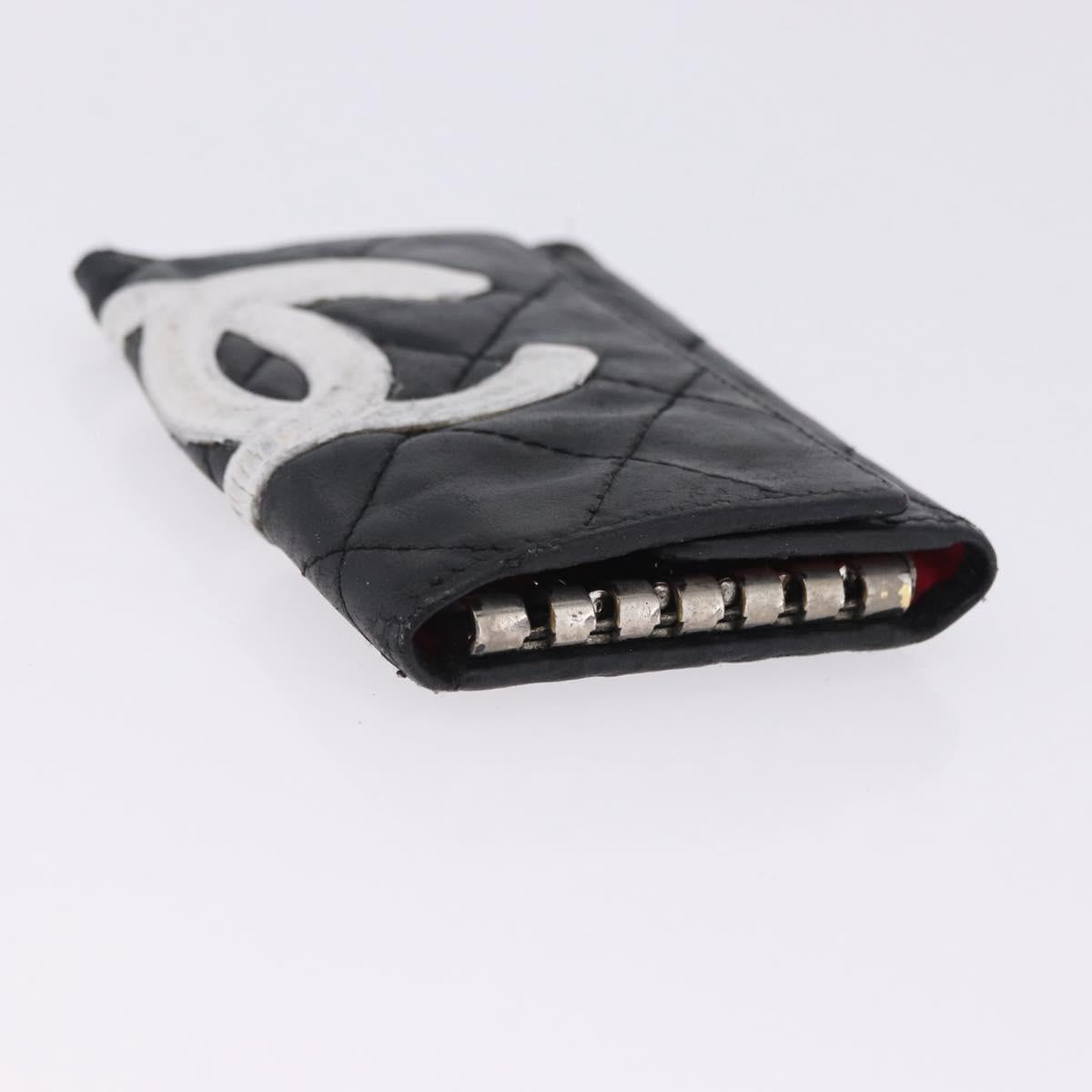 CHANEL Wallet Leather 3 Set Black CC Auth bs36923