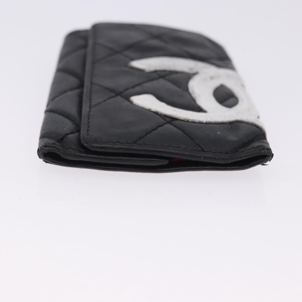 CHANEL Wallet Leather 3 Set Black CC Auth bs36923