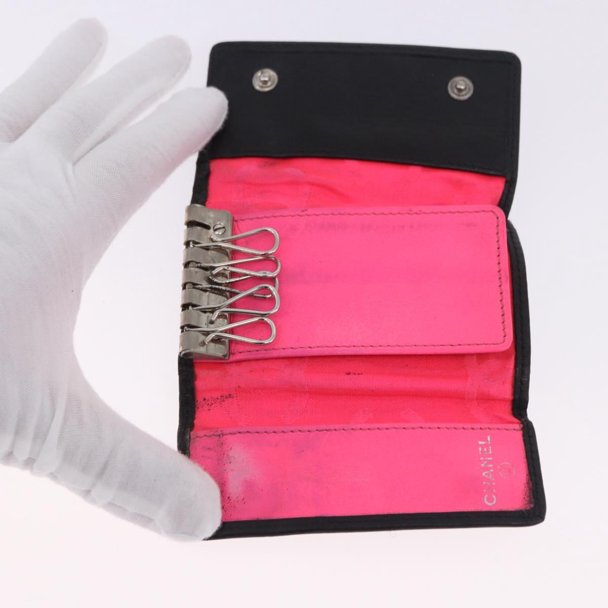 CHANEL Wallet Leather 3 Set Black CC Auth bs36923