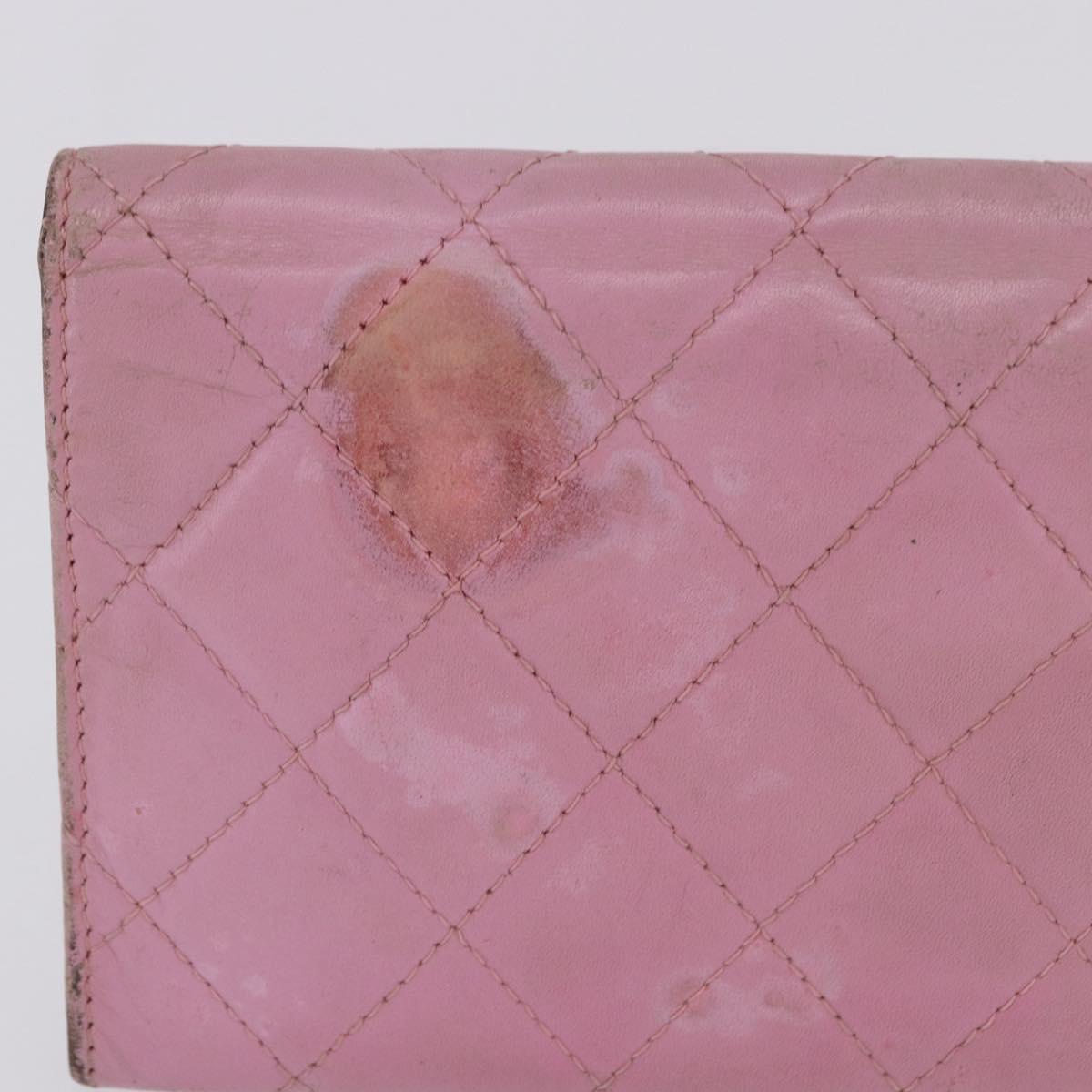 CHANEL Wallet Leather 2 Set Black Pink CC Auth bs36924