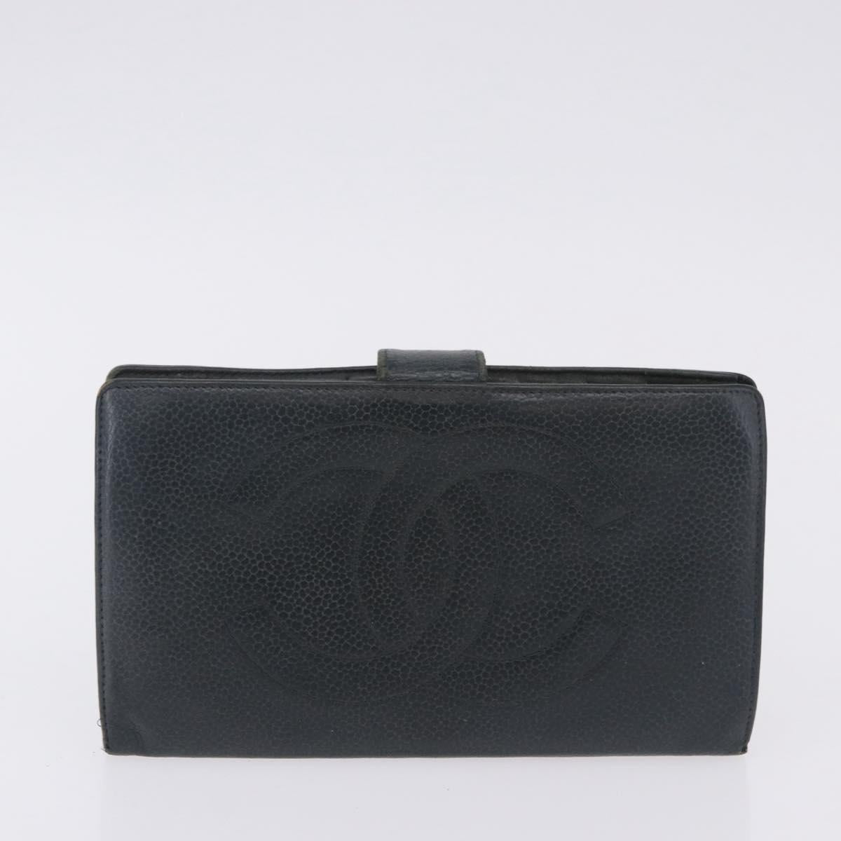 CHANEL Wallet Leather 2 Set Black Pink CC Auth bs36924
