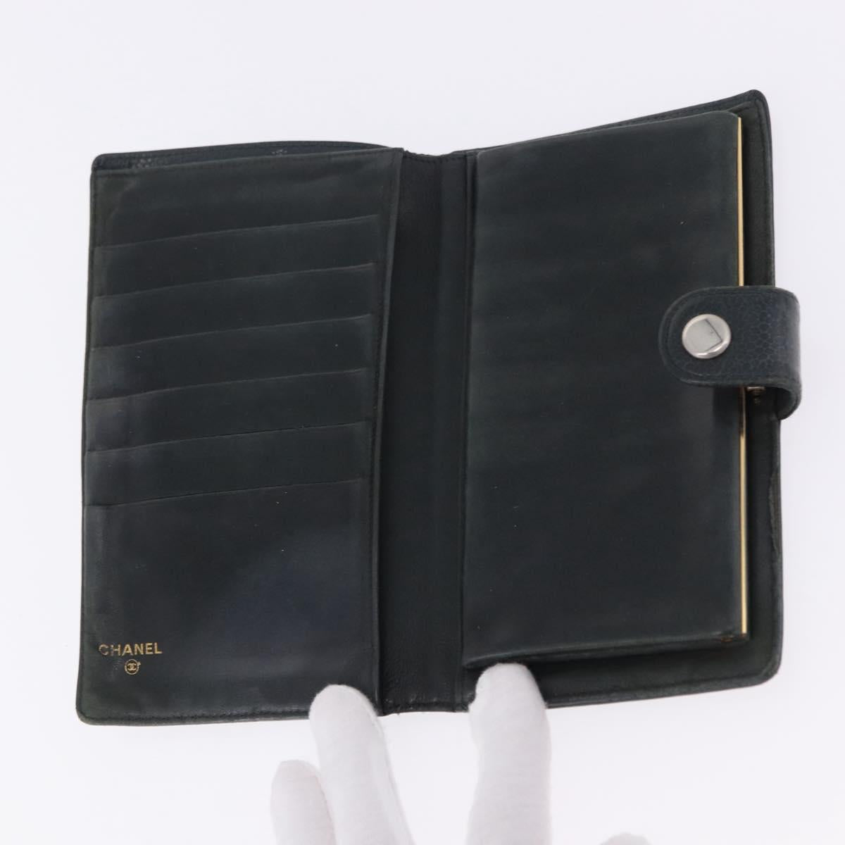 CHANEL Wallet Leather 2 Set Black Pink CC Auth bs36924