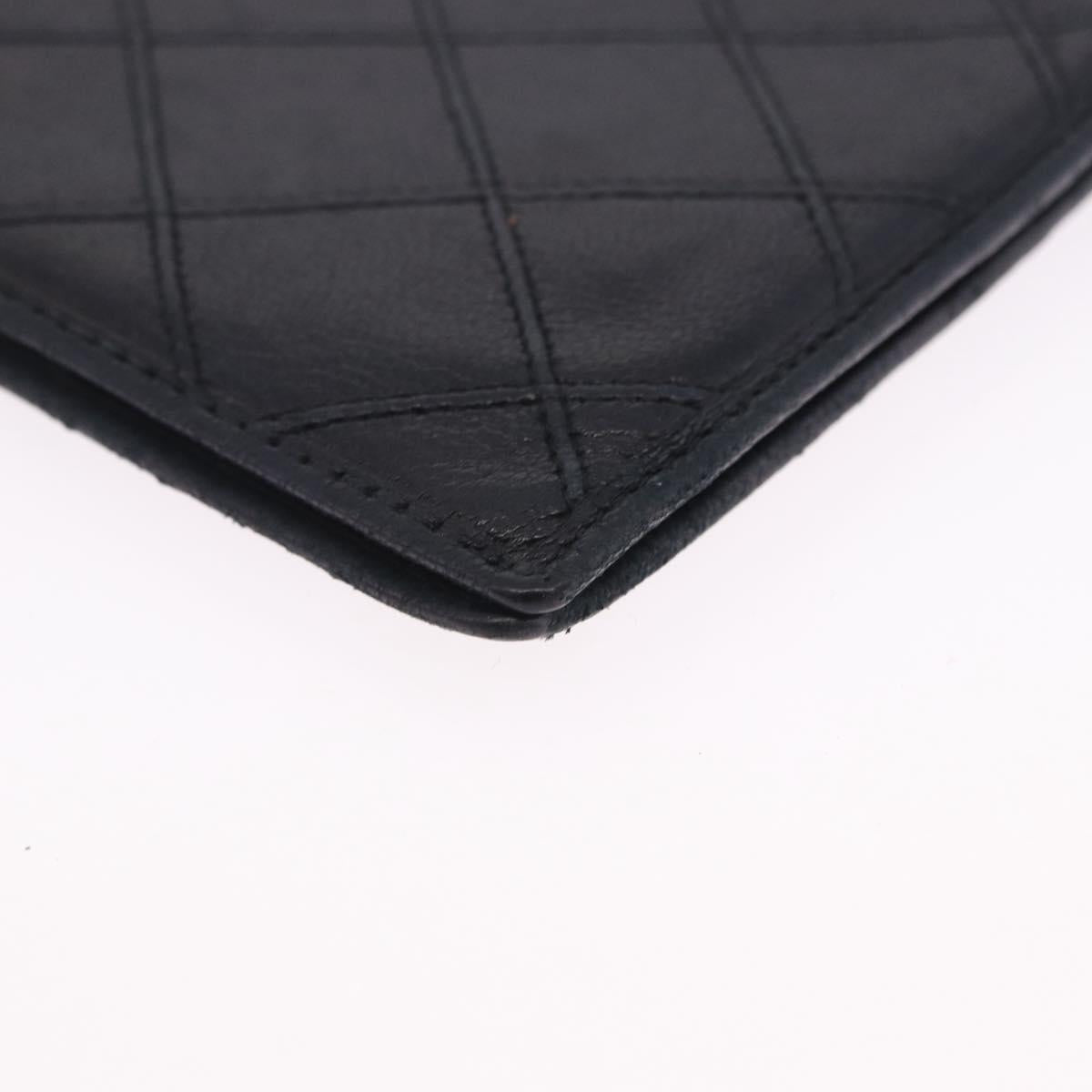 CHANEL Wallet Leather 2 Set Black CC Auth bs36925