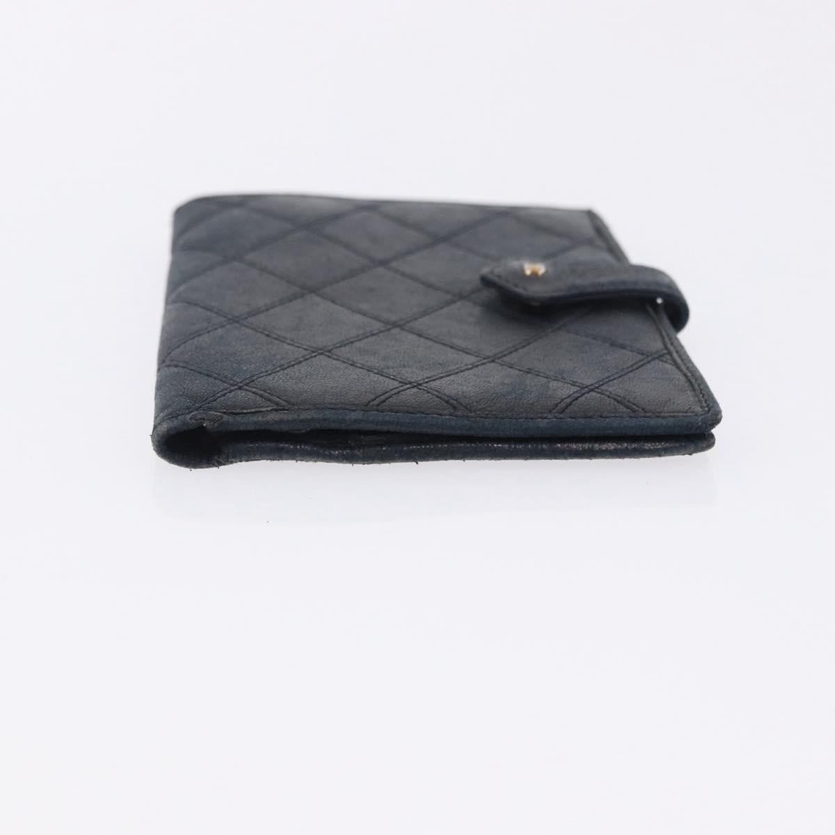 CHANEL Wallet Leather 2 Set Black CC Auth bs36925