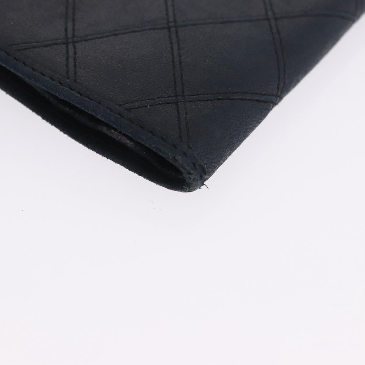 CHANEL Wallet Leather 2 Set Black CC Auth bs36925